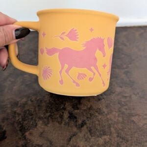 Charming Yellow Mug with Pink Horse Design